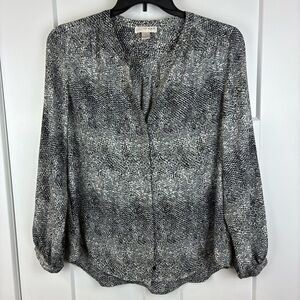 Kenar Women's Black White Button Up Blouse Top Tunic Size Large  g